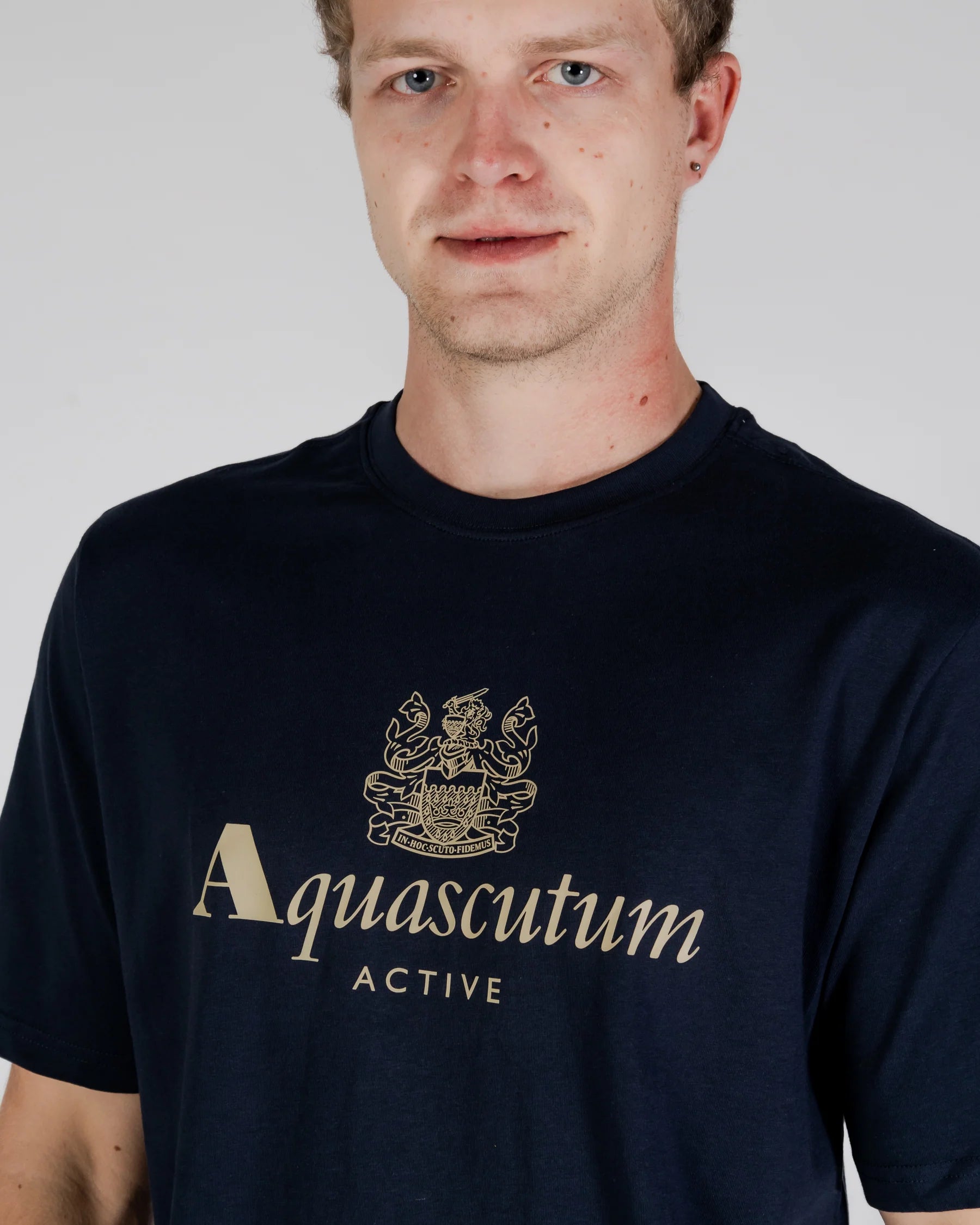 Aquascutum Active Big logo T-Shirt TS004 // NAVY