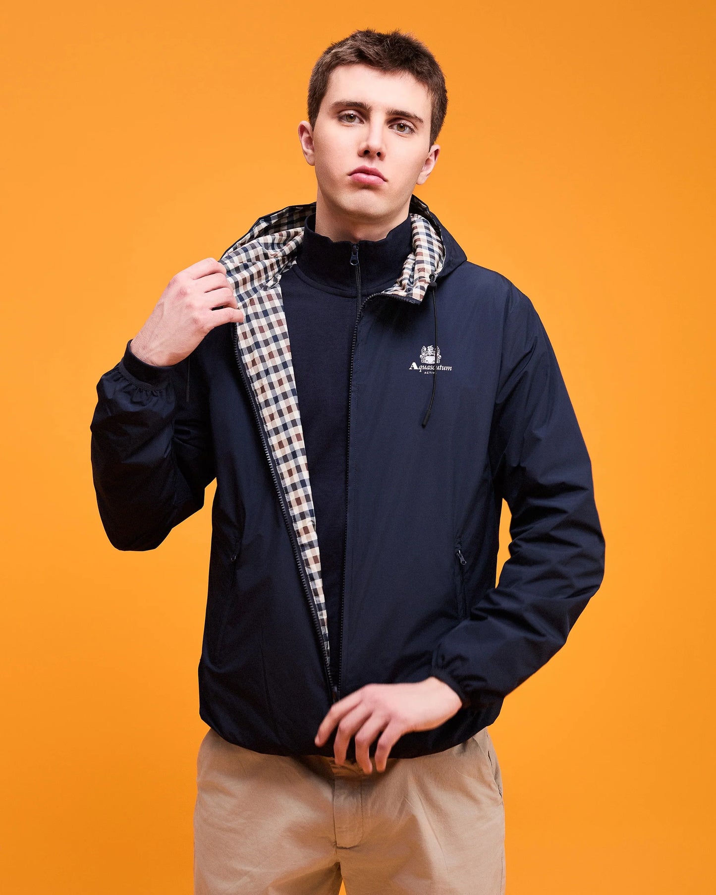 Aquascutum Active Hooded Sailor Reversible Jacket // NAVY