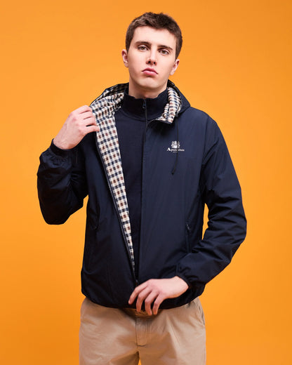 Aquascutum Active Hooded Sailor Reversible Jacket // NAVY