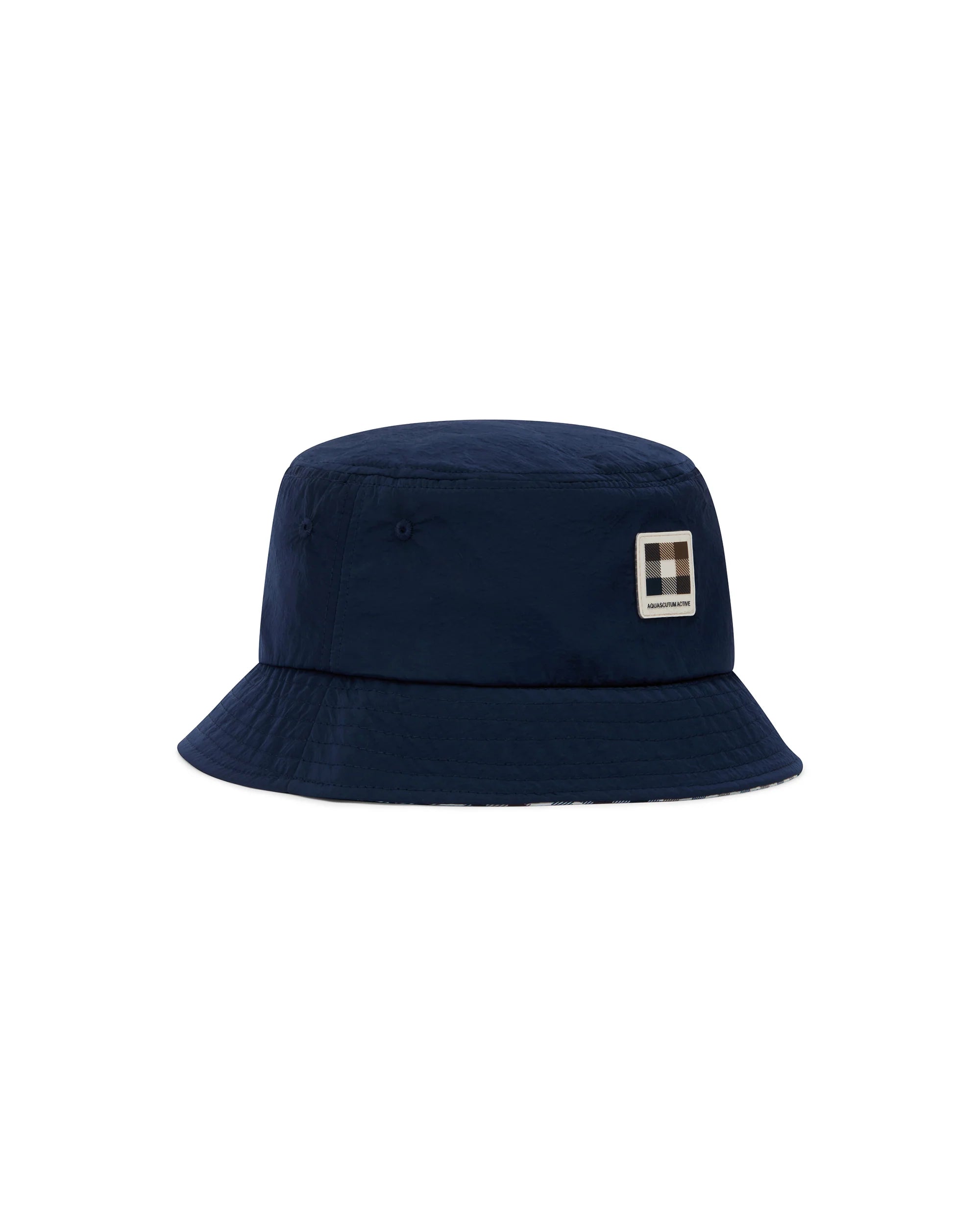 Aquascutum Active Lamina Badge Bucket Cap // NAVY