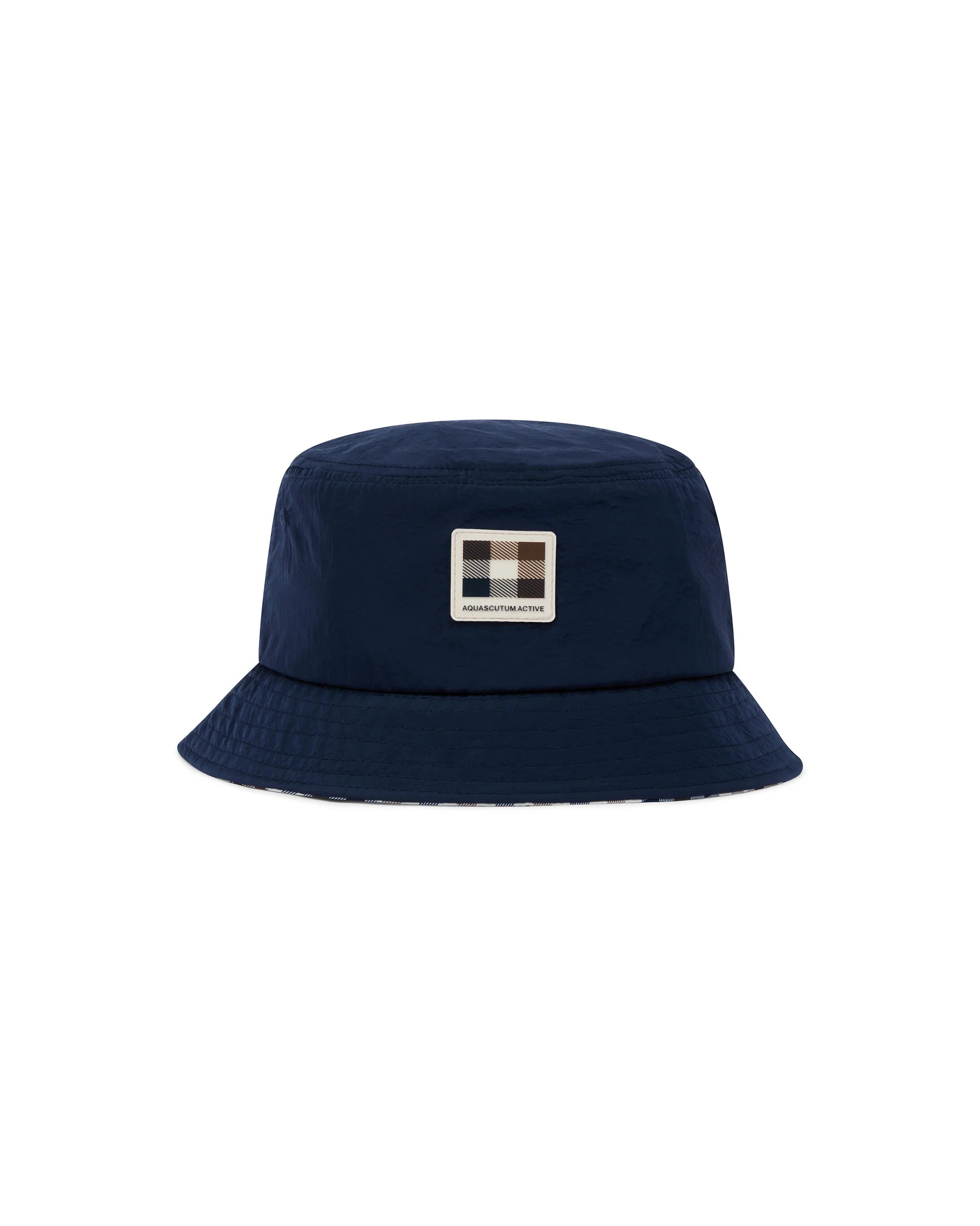 Aquascutum Active Lamina Badge Bucket Cap // NAVY