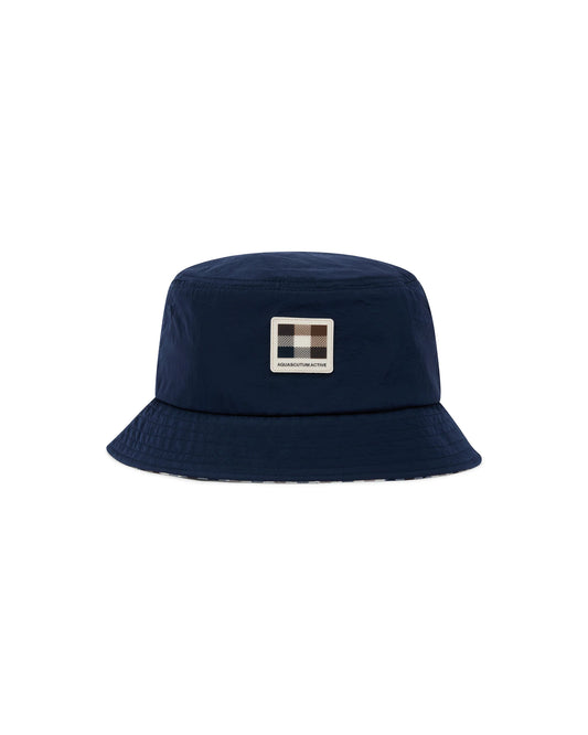 Aquascutum Active Lamina Badge Bucket Cap // NAVY