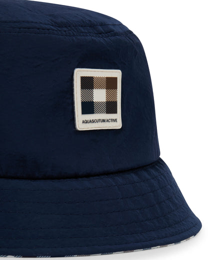 Aquascutum Active Lamina Badge Bucket Cap // NAVY