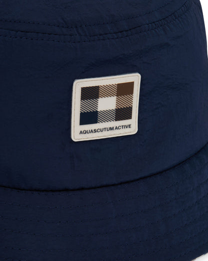 Aquascutum Active Lamina Badge Bucket Cap // NAVY