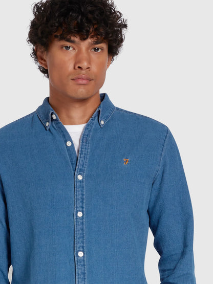 Farah Brewer Denim Shirt // STONE WASH