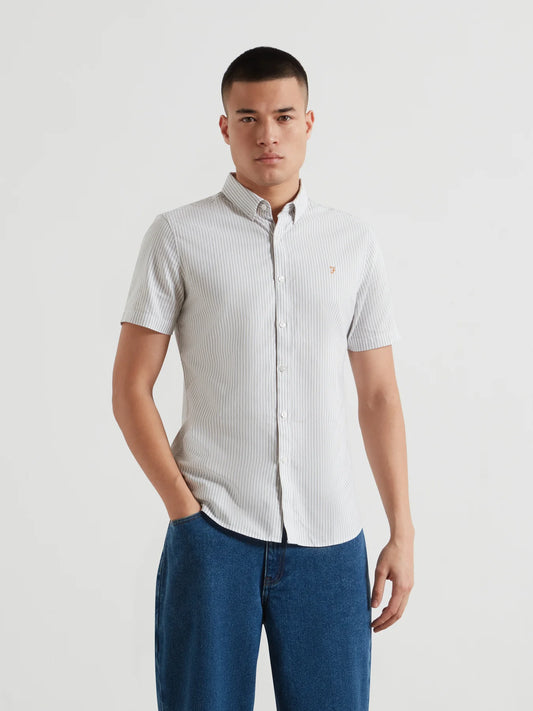 Farah Brewer Stripe Short Sleeve Shirt // BALSAM