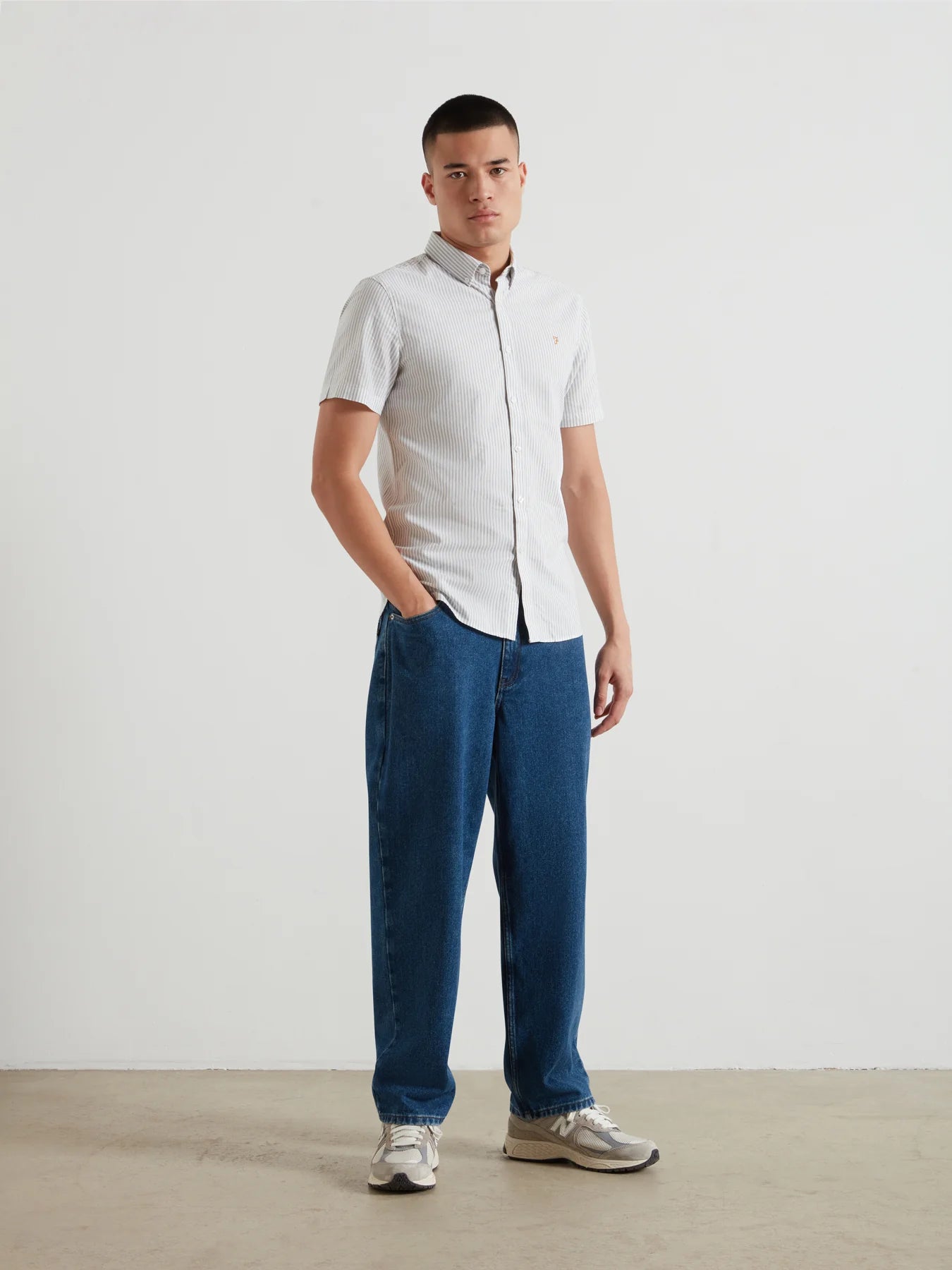 Farah Brewer Stripe Short Sleeve Shirt // BALSAM