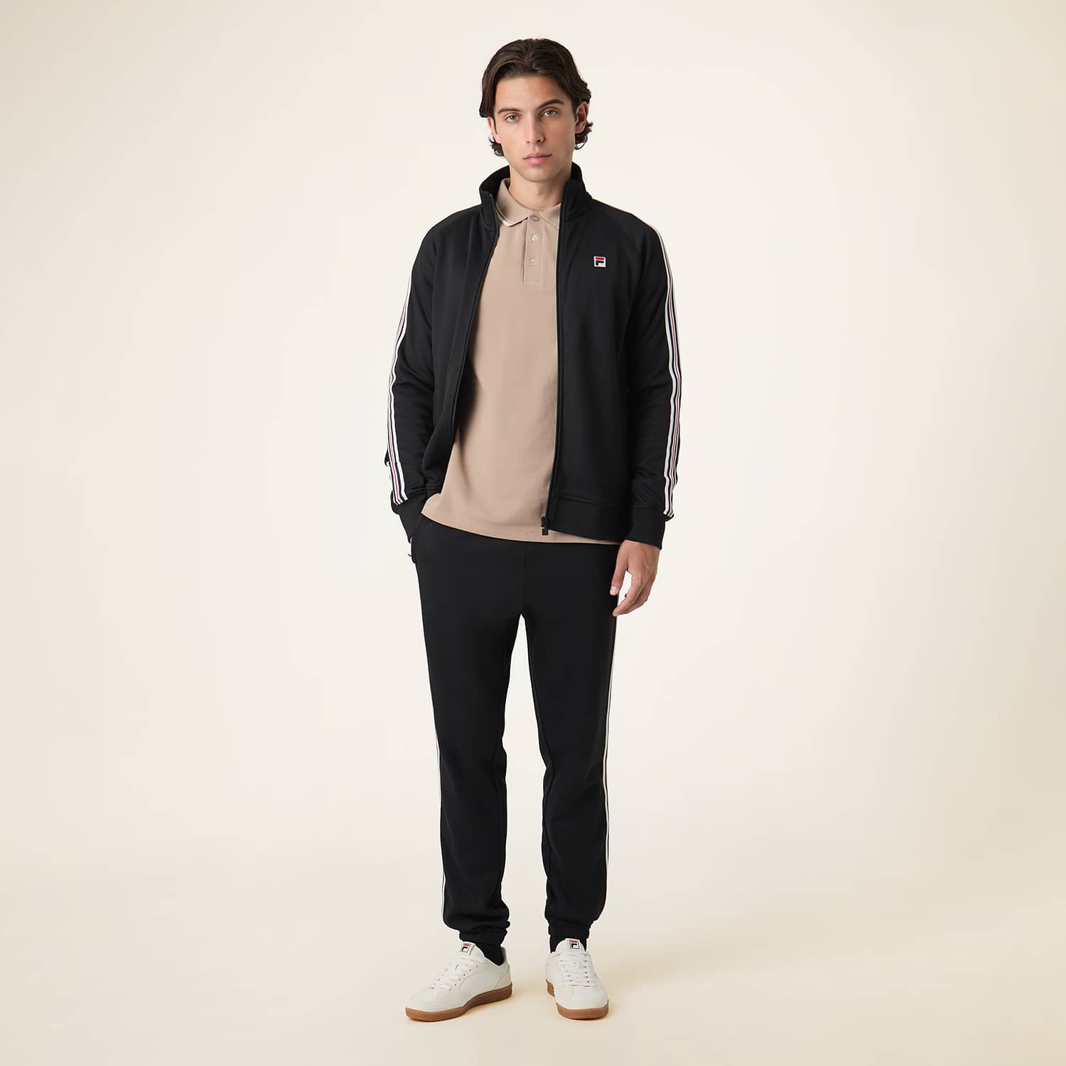 Fila Biella Regular Taped Pique Track Jacket // BLACK