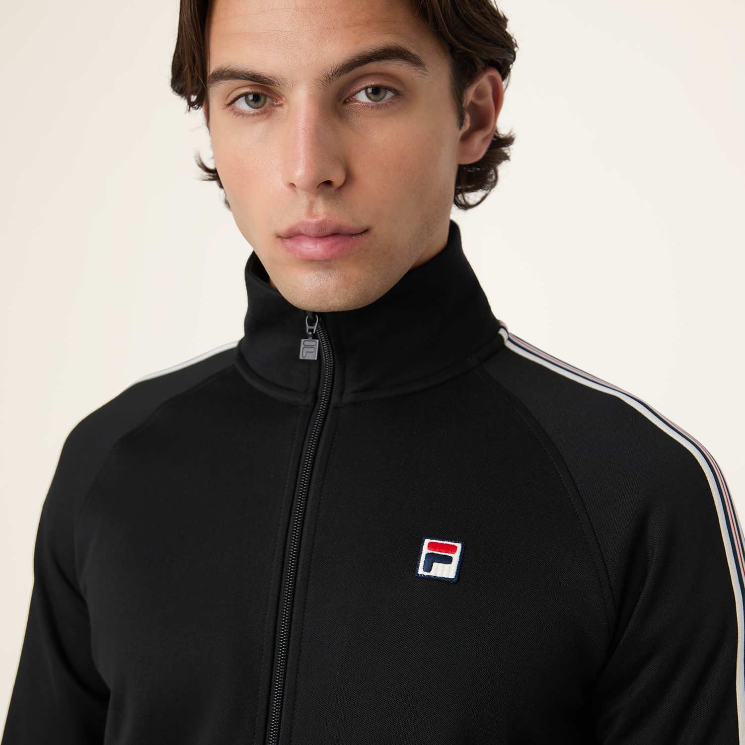 Fila Biella Regular Taped Pique Track Jacket // BLACK