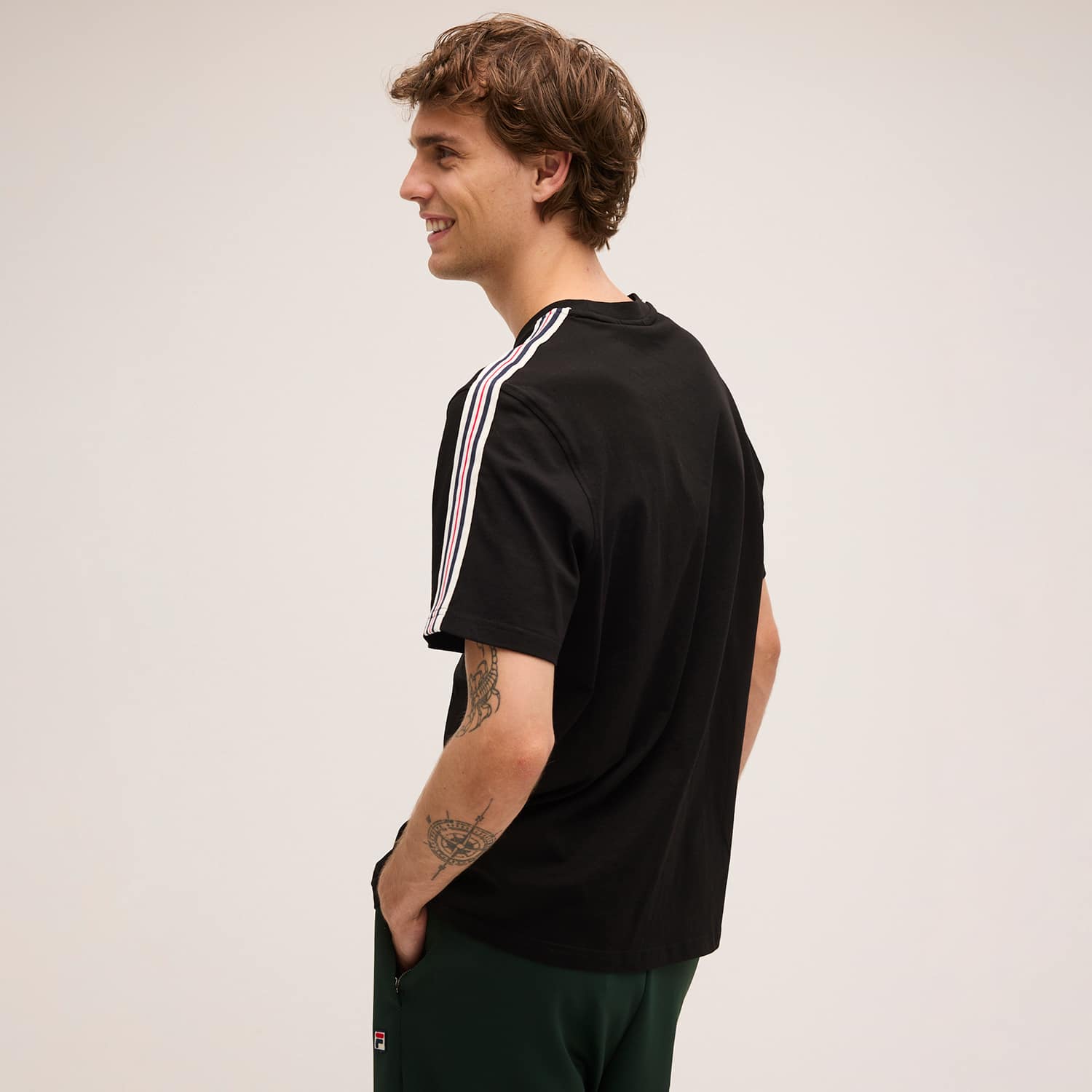 Fila BIELLA regular taped t-shirt // BLACK