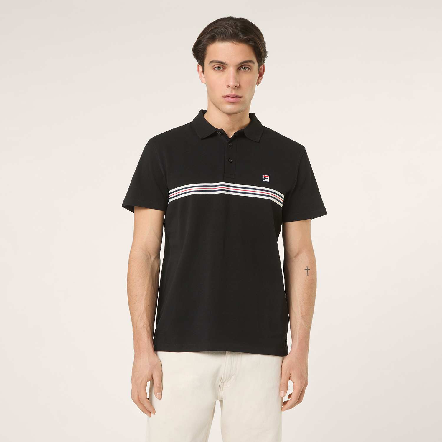 Fila Diecimo Regular Heritage Tape Polo Shirt // BLACK