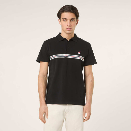 Fila Diecimo Regular Heritage Tape Polo Shirt // BLACK