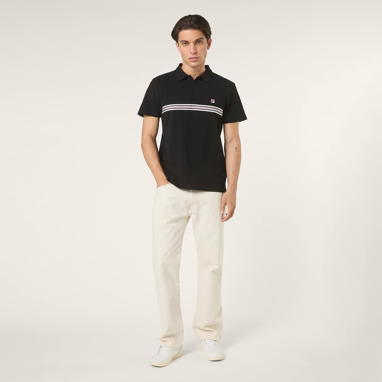 Fila Diecimo Regular Heritage Tape Polo Shirt // BLACK