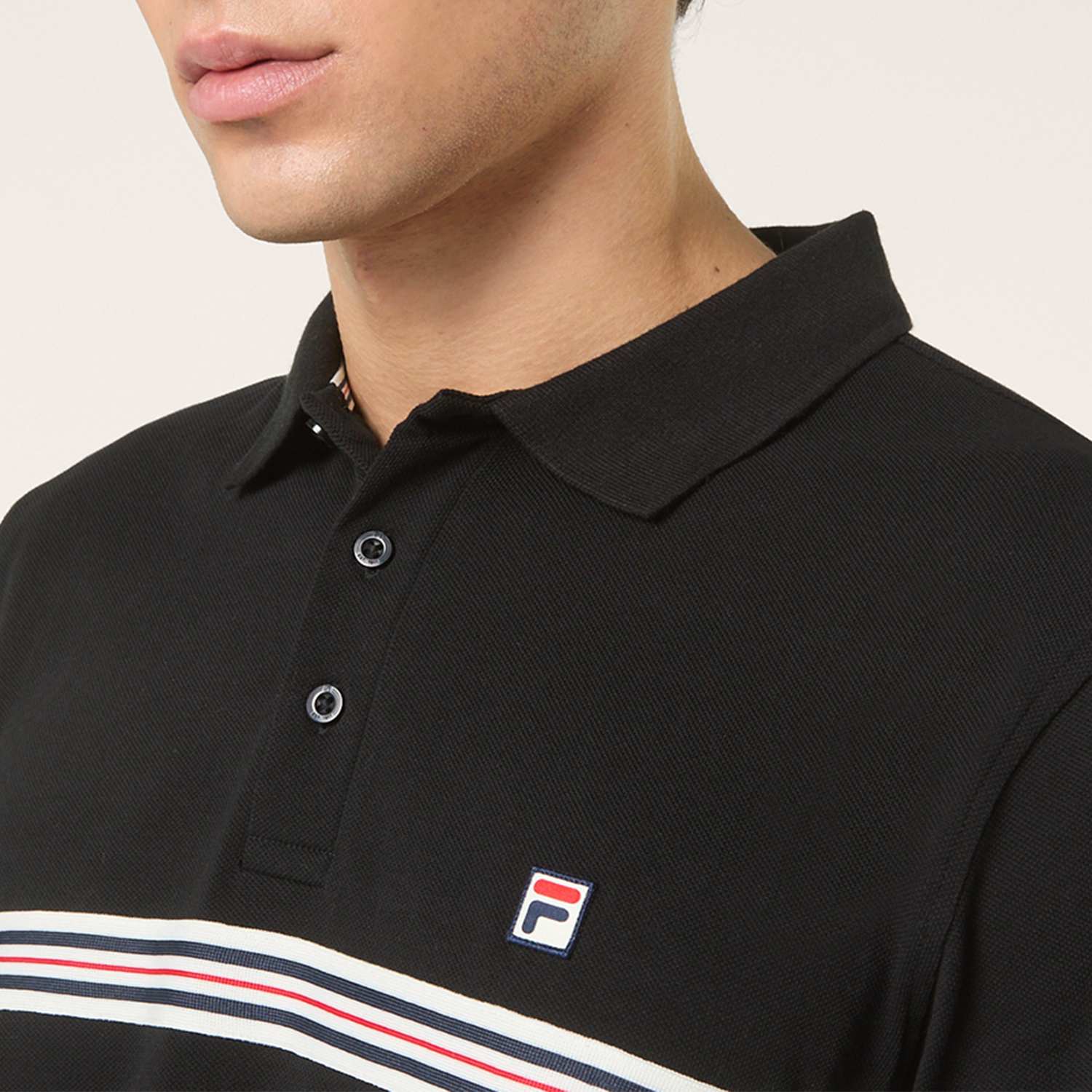 Fila Diecimo Regular Heritage Tape Polo Shirt // BLACK