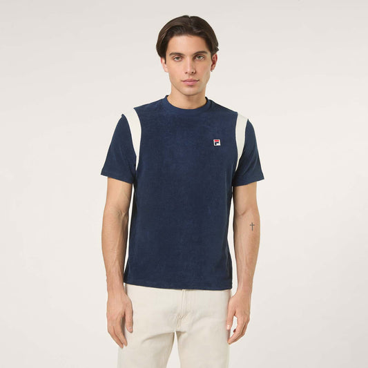 Fila Empoli Regular Blocked Towelling T-Shirt // BLACK IRIS-EGRET