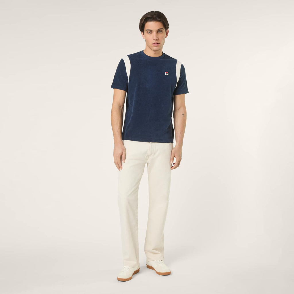 Fila Empoli Regular Blocked Towelling T-Shirt // BLACK IRIS-EGRET