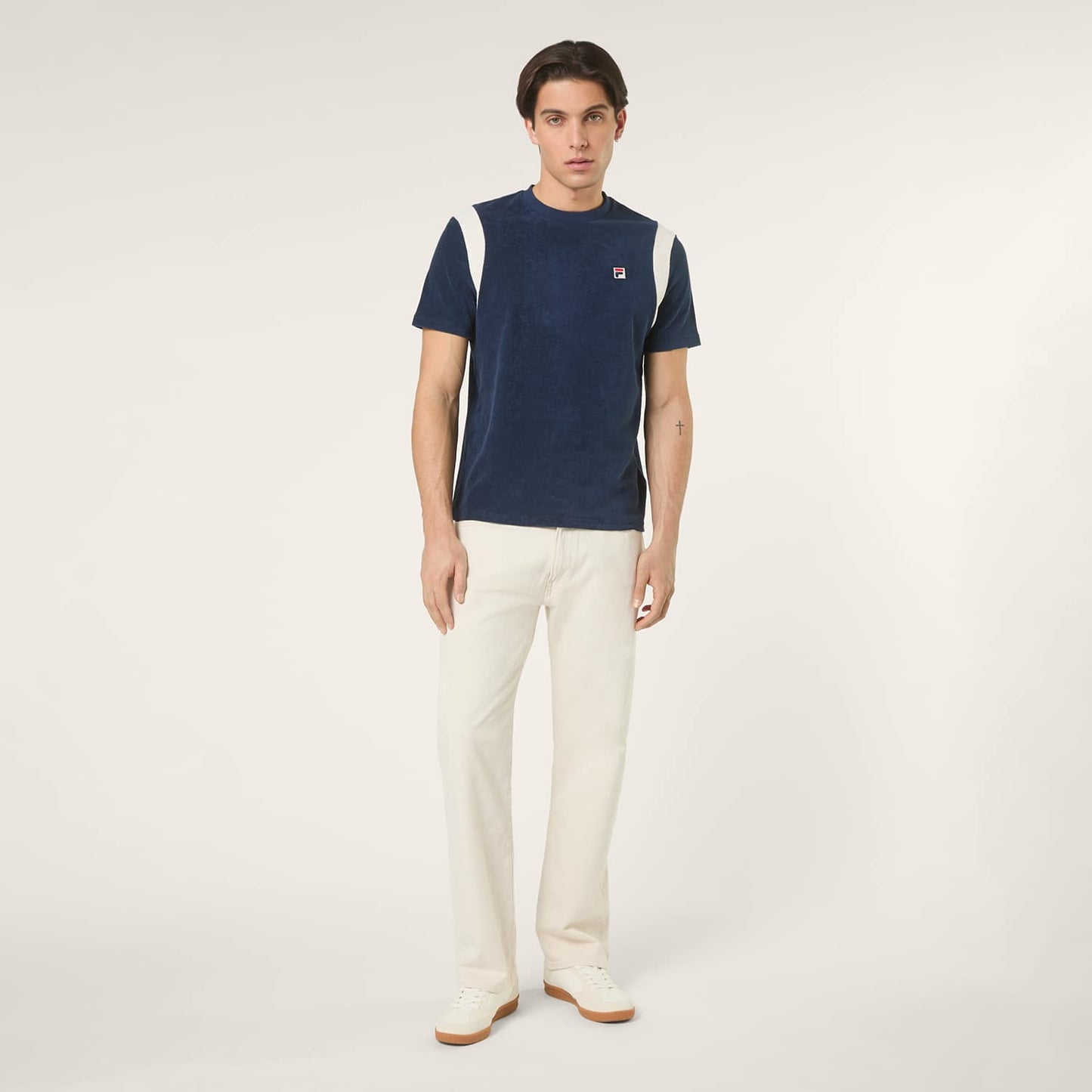 Fila Empoli Regular Blocked Towelling T-Shirt // BLACK IRIS-EGRET