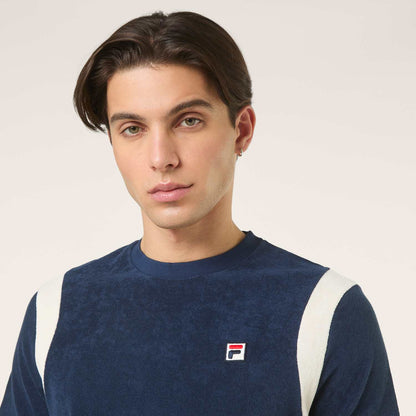 Fila Empoli Regular Blocked Towelling T-Shirt // BLACK IRIS-EGRET