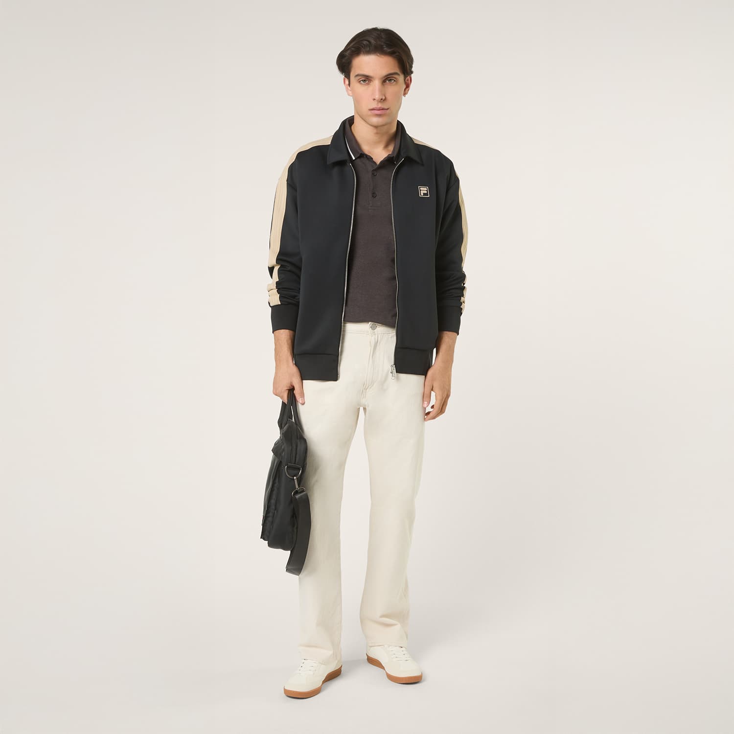 Fila Vaiano Relaxed Taped Track Jacket // BLACK