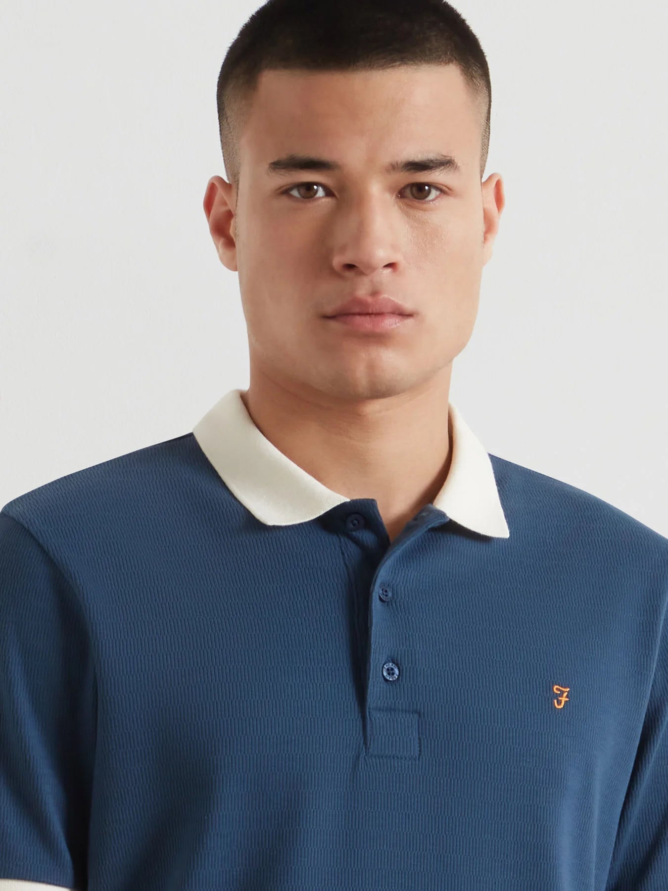 Farah Clement Textured Polo Shirt // AEGEAN BLUE