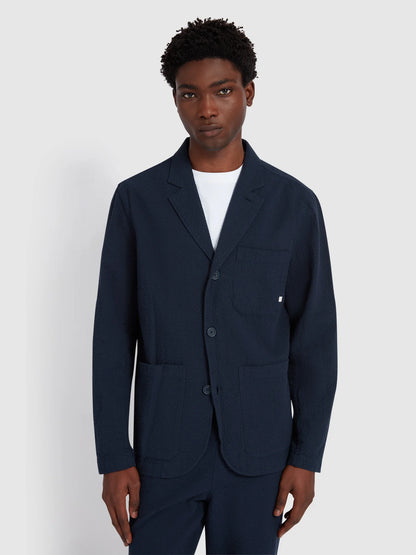 Farah Habersham Seersucker Blazer // TRUE NAVY