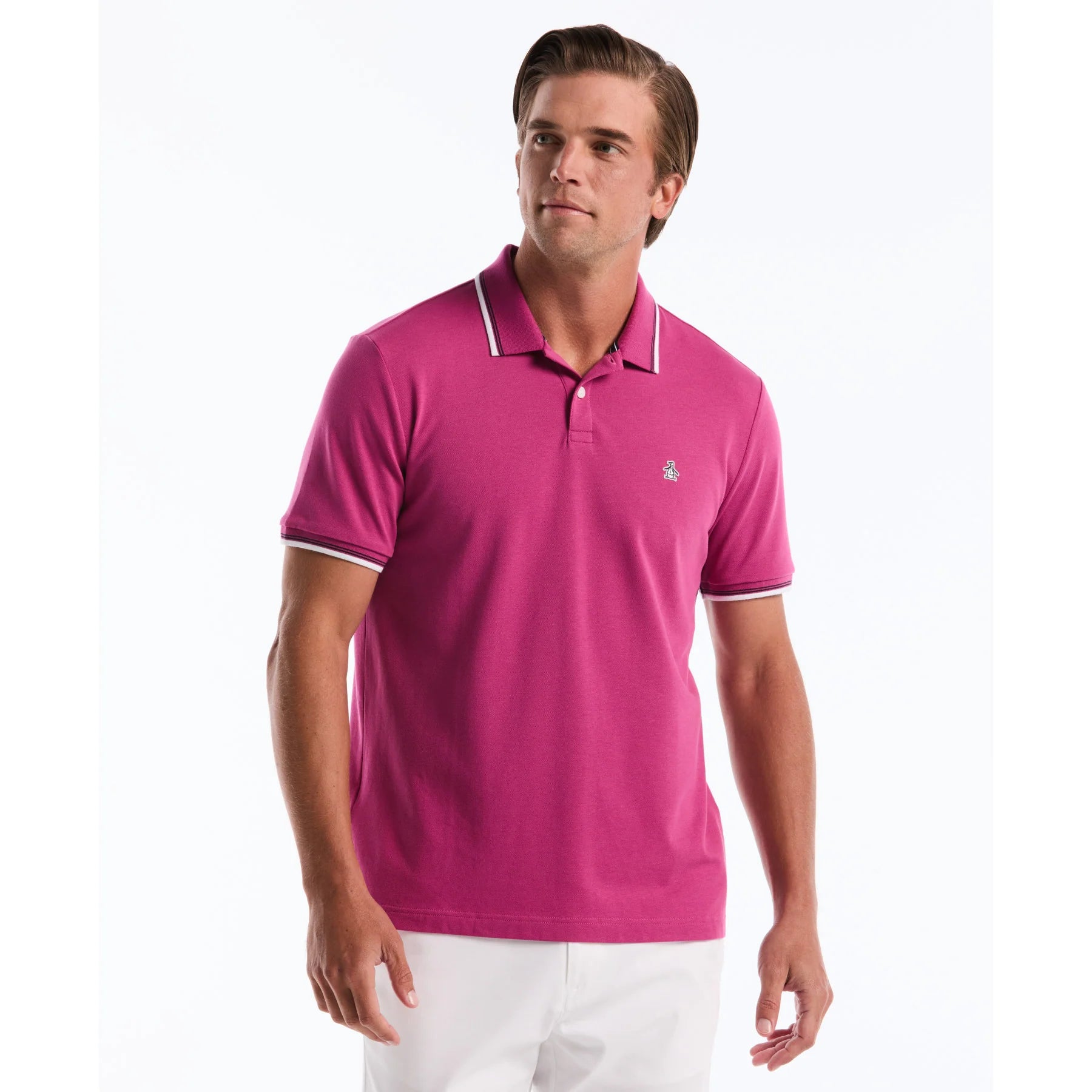 Penguin Tipped Pique Polo OPKSB720 // MAGENTA