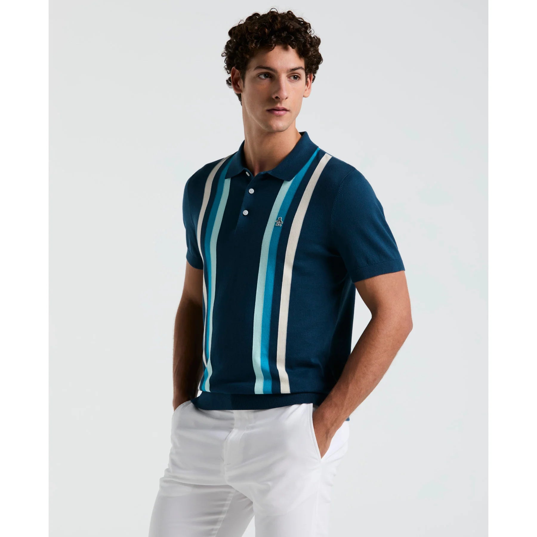 Penguin Vertical Stripe Sweater Polo OPGS2506 // BLUE WING