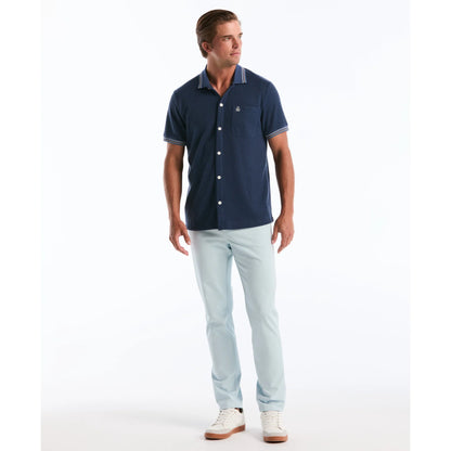 Penguin Vertical Jacquard Button Front Polo OPKS2604 // SARGASSO SEA