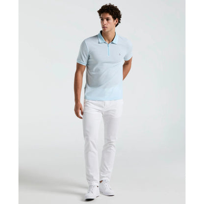 Penguin Jacquard Tipped 1/4 Zip Polo OPKS2530 // CRYSTAL BLUE