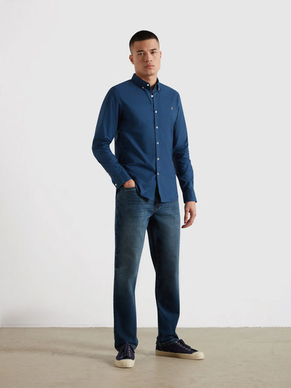 Farah Brewer Slim Fit LS Oxford Shirt // AEGEAN BLUE