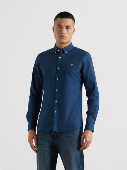 Farah Brewer Slim Fit LS Oxford Shirt // AEGEAN BLUE