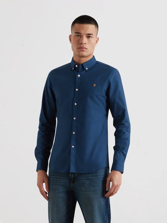Farah Brewer Slim Fit LS Oxford Shirt // AEGEAN BLUE