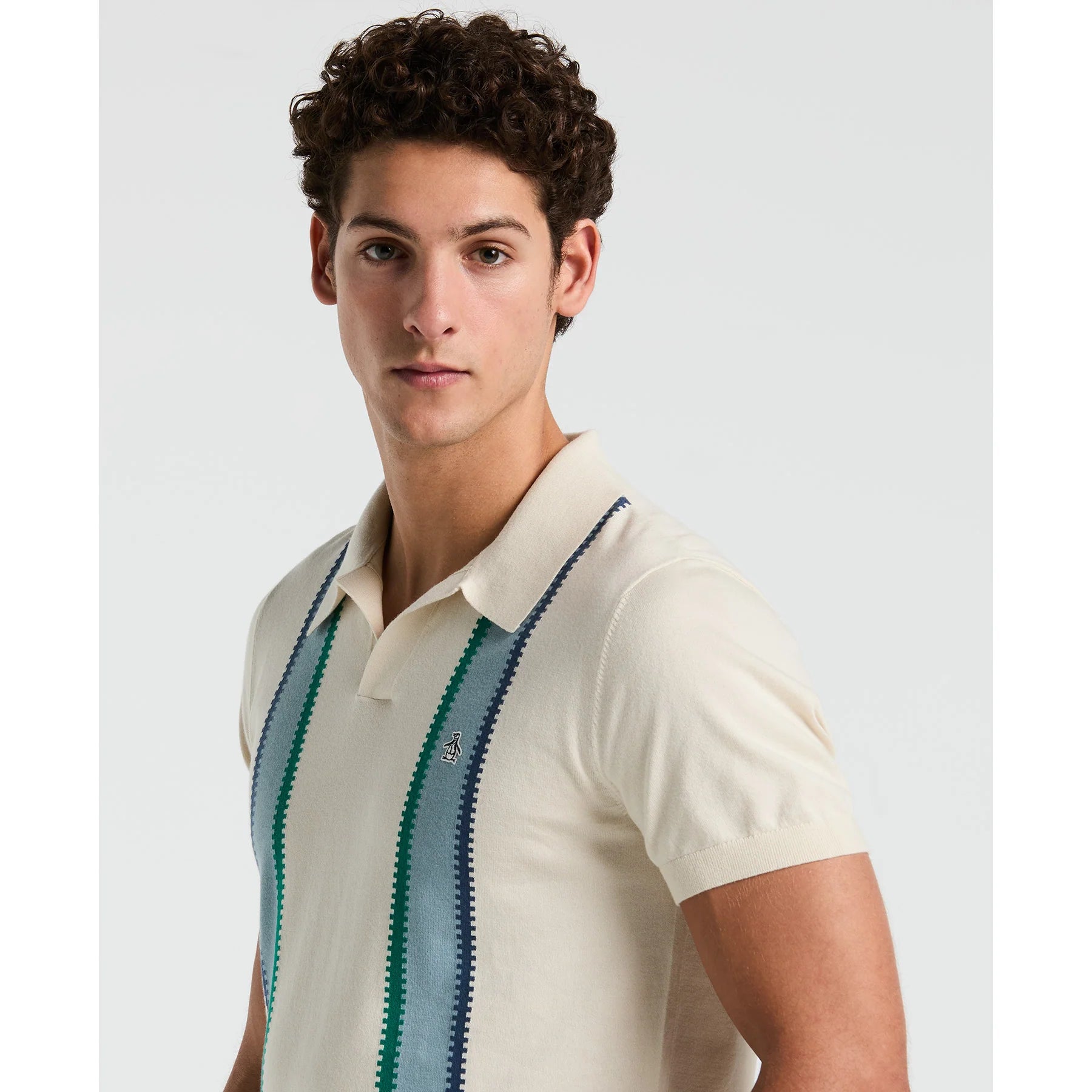Penguin Vertical Stripe Sweater Polo OPGM2505 // BIRCH