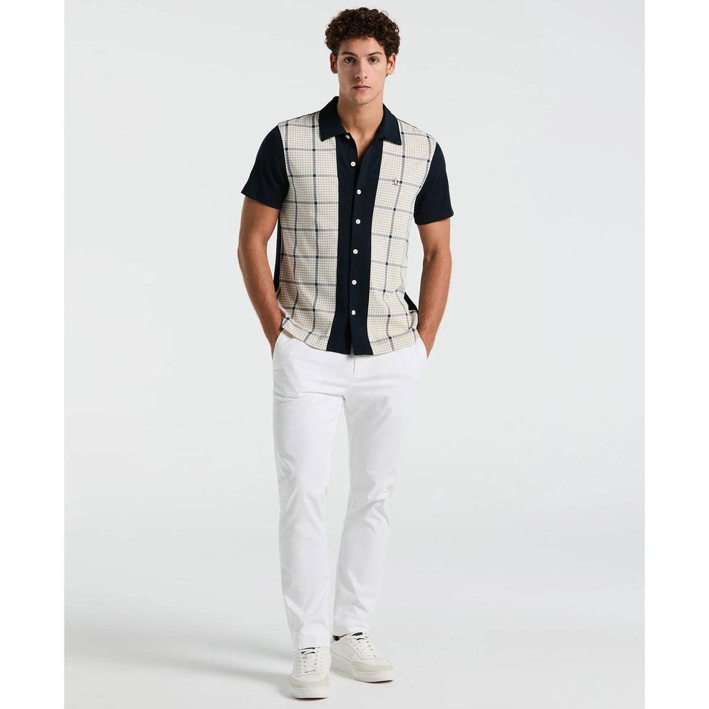 Penguin Interlock Plaid Bowling Shirt // BIRCH/NAVY