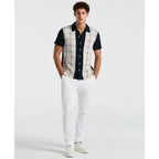 Penguin Interlock Plaid Bowling Shirt // BIRCH/NAVY