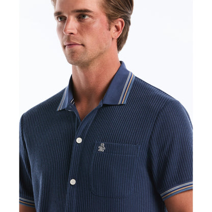 Penguin Vertical Jacquard Button Front Polo OPKS2604 // SARGASSO SEA