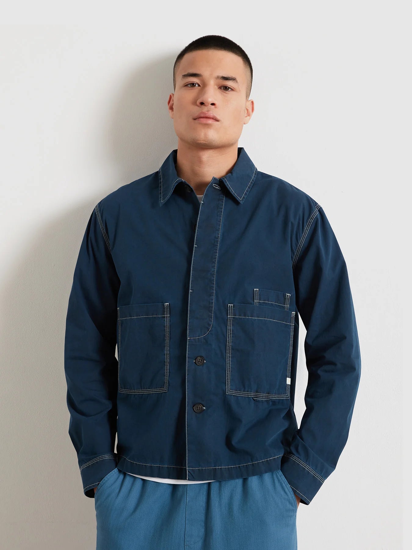 Farah Mattison Frost Finish Overshirt // AEGEAN BLUE