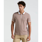 Penguin Tipped Jacquard Geo Print Polo OPKS2501GP // ORANGE PEEL