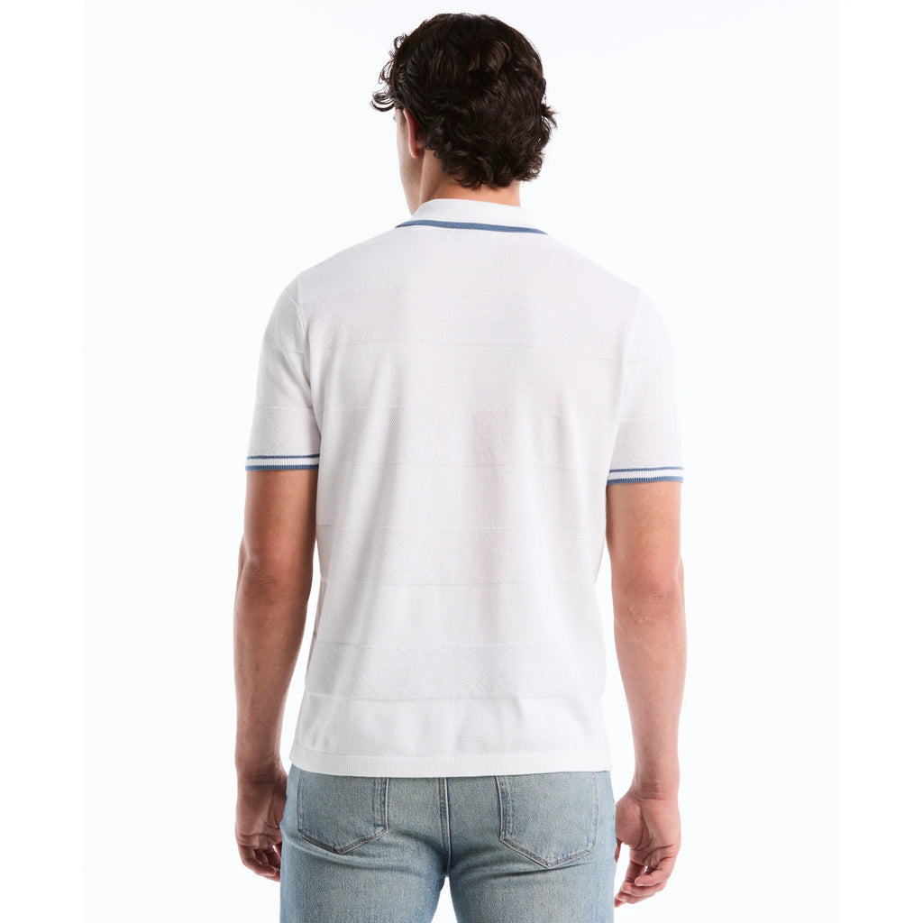 Penguin Stitch Stripe Button Front Sweater Polo OPGS2608 // BRIGHT WHITE