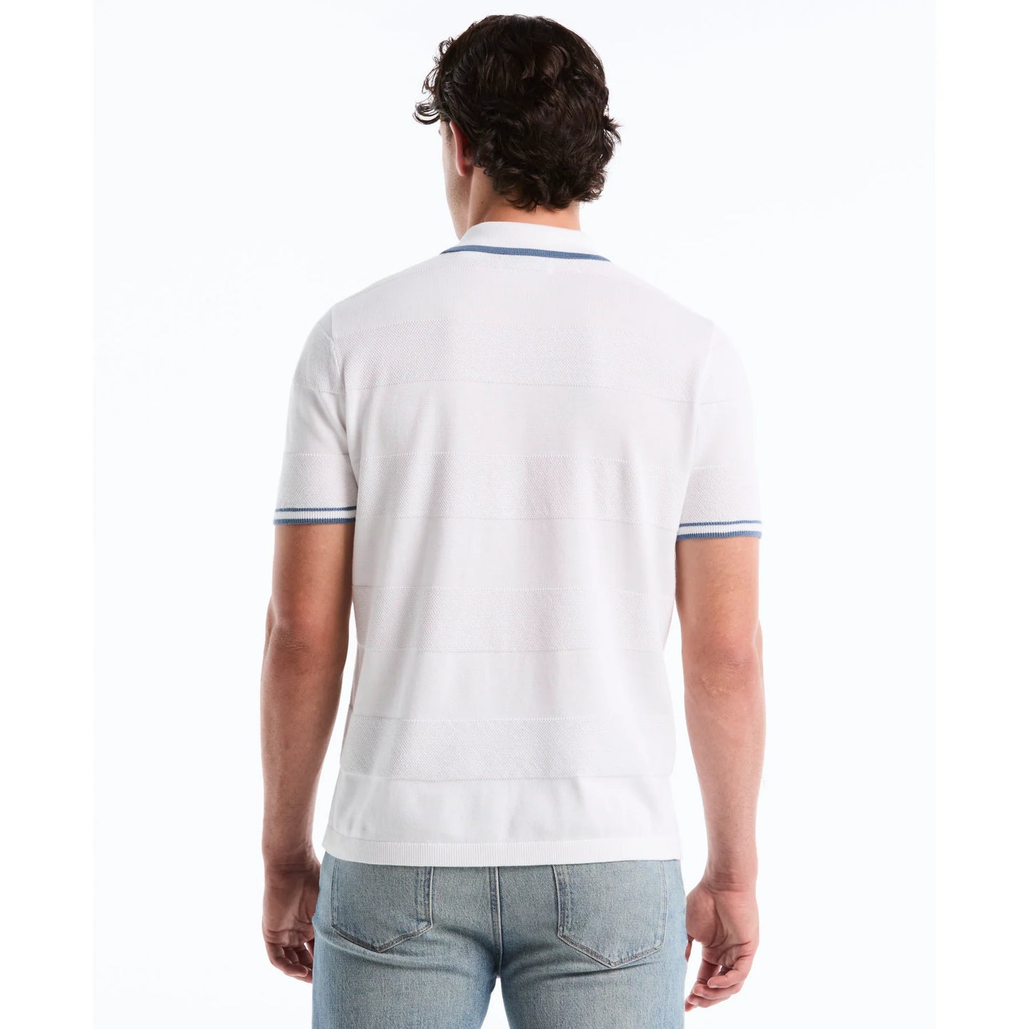 Penguin Stitch Stripe Button Front Sweater Polo OPGS2608 // BRIGHT WHITE