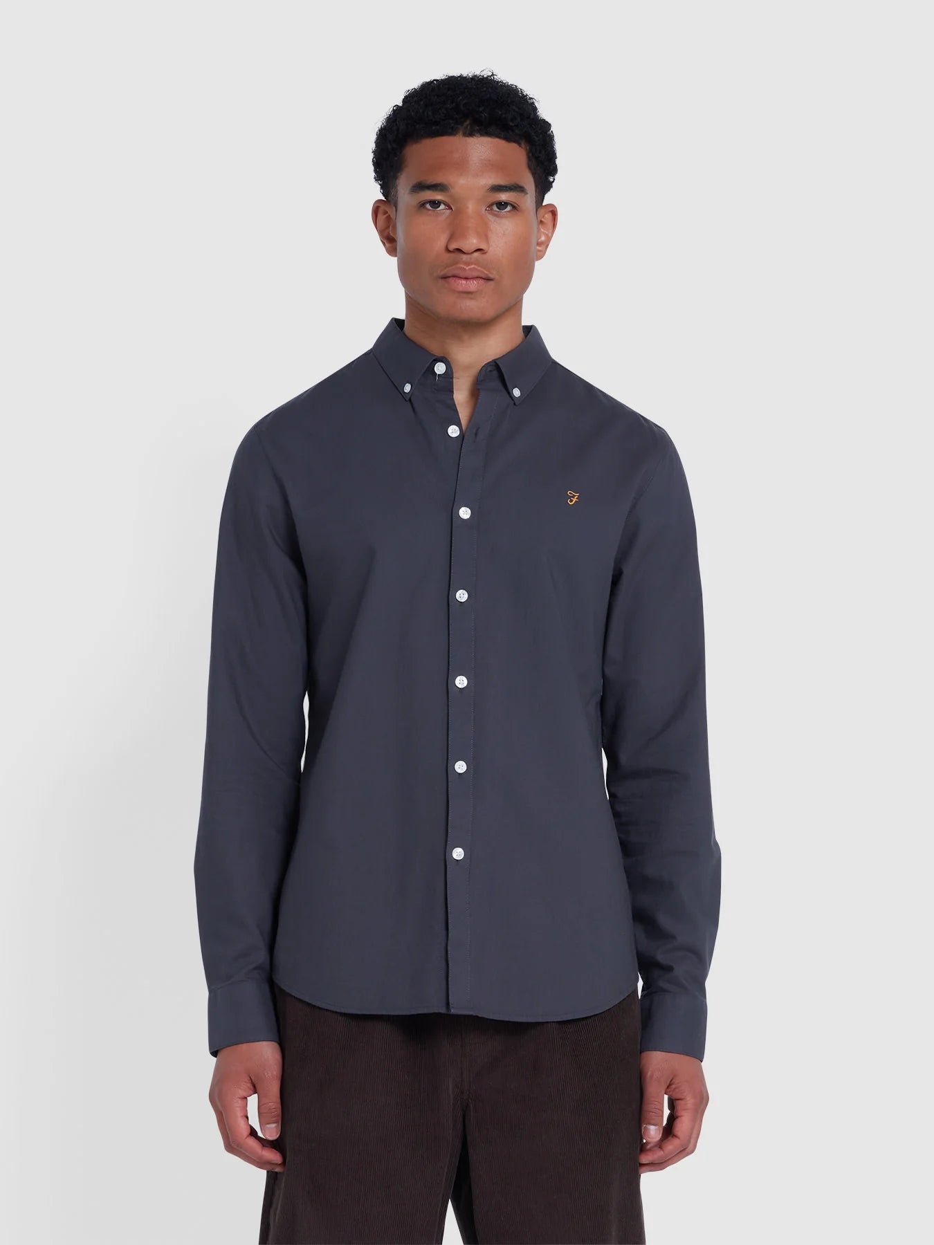 Farah Brewer Oxford LS Shirt // CHARCOAL