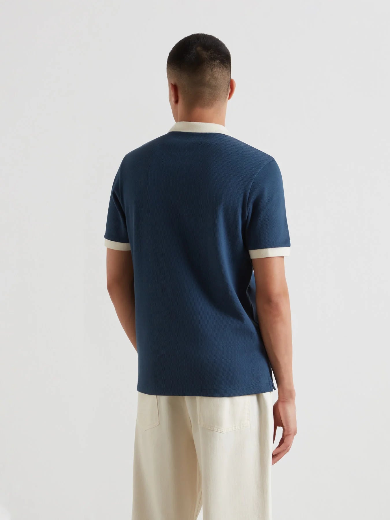 Farah Clement Textured Polo Shirt // AEGEAN BLUE